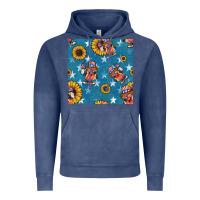 Vintage Denim 4th of july sunflowers hotdog seamless pattern Vintage Hoodie - BundleAndBundleShop