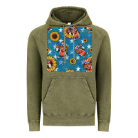 Vintage Olive 4th of july sunflowers hotdog seamless pattern Vintage Hoodie - BundleAndBundleShop