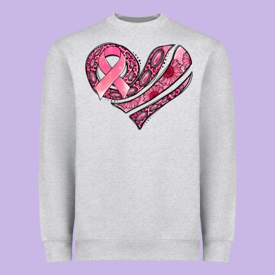 Breast Cancer Awareness Heart Heavyweight Sweatshirt Designed By Jasminsmagicworld