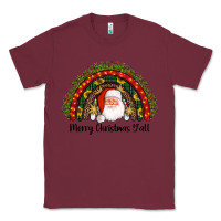Burgundy merry christmas y'all santa rainbow Classic Tee - AdoDesignShop