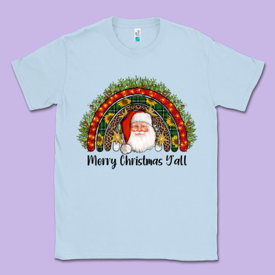 Merry Christmas Y'all Santa Rainbow Classic Tee Designed By Adodesignshop