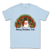 Dusty Blue merry christmas y'all santa rainbow Classic Tee - AdoDesignShop
