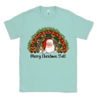 Seafoam merry christmas y'all santa rainbow Classic Tee - AdoDesignShop