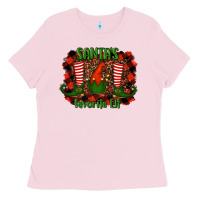 Bubblegum Pink santa's favorite elf Ladies Tee - RanaPortraitStore
