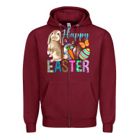 Burgundy Happy Easter Bunny Zipper Hoodie - BundleAndBundleShop