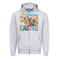 Heather Grey Happy Easter Bunny Zipper Hoodie - BundleAndBundleShop