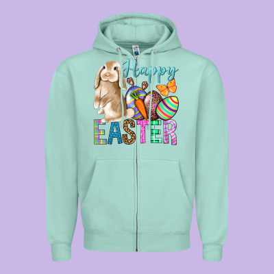 Happy Easter Bunny Zipper Hoodie Designed By Bundleandbundleshop