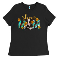 Black show mom with cow mothers day Ladies Tee - texasbilliewilder