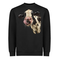 Black Cute Holstein Heifer Heavyweight Sweatshirt - LillyAllenDesigns