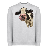 Heather Grey Cute Holstein Heifer Heavyweight Sweatshirt - LillyAllenDesigns