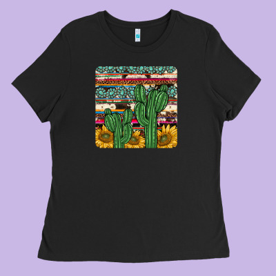 Cactus Sunflower Coaster Ladies Tee Designed By Jahusdesignshop