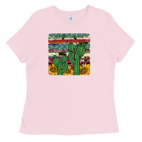 Bubblegum Pink cactus sunflower coaster Ladies Tee - JahusDesignShop