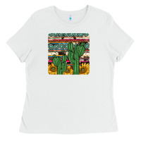 White cactus sunflower coaster Ladies Tee - JahusDesignShop