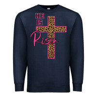 Navy He Is Risen Leopard Premium Sweatshirt - Bettercallsaul