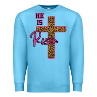 Ocean Blue He Is Risen Leopard Premium Sweatshirt - Bettercallsaul
