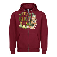 Burgundy The Hunt Is On Zipper Hoodie - BundleAndBundleShop