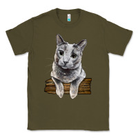 Army Green Russian Blue Cat Face Classic Tee - LillyAllenDesigns