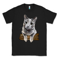 Black Russian Blue Cat Face Classic Tee - LillyAllenDesigns
