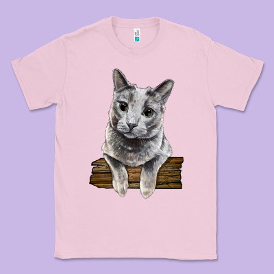 Russian Blue Cat Face Classic Tee Designed By Lillyallendesigns