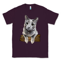 Plum Russian Blue Cat Face Classic Tee - LillyAllenDesigns