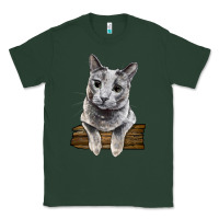 Sports Green Russian Blue Cat Face Classic Tee - LillyAllenDesigns