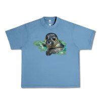 Pebble Blue Sea Seal Face Illustrations Urban Heavy Tee - LillyAllenDesigns