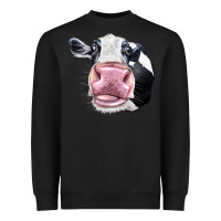 Black Cute Holstein Face Heavyweight Sweatshirt - LillyAllenDesigns