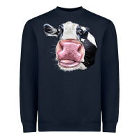 Navy Cute Holstein Face Heavyweight Sweatshirt - LillyAllenDesigns