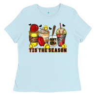 Baby Blue tis' the season softball coffee cups Ladies Tee - Zillion Design Studio