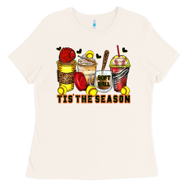 Tis' The Season Softball Coffee Cups Ladies Tee by Zillion Design Studio | Teevron