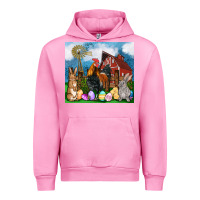 Fuchsia Pink Farm animals 20oz Urban Hoodie - OliviaCreatesArt