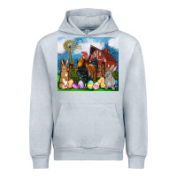 Heather Grey Farm animals 20oz Urban Hoodie - OliviaCreatesArt