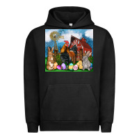 Pigment Black Farm animals 20oz Urban Hoodie - OliviaCreatesArt