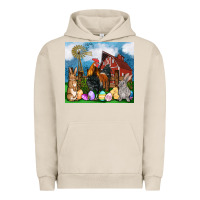Pigment French Oak Farm animals 20oz Urban Hoodie - OliviaCreatesArt
