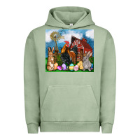 Pigment Oil Green Farm animals 20oz Urban Hoodie - OliviaCreatesArt