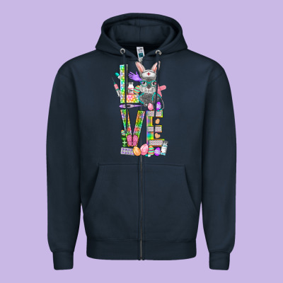 Love Easter Nurse Zipper Hoodie Designed By Bundleandbundleshop