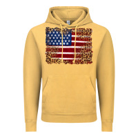 Vintage Mustard american flag and leopard Vintage Hoodie - Artiststas