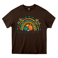 Chocolate Brown happy fall y'all rainbow Heavy Core Tee - RanaPortraitStore