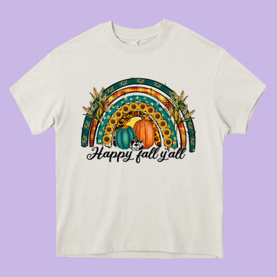 Happy Fall Y'all Rainbow Heavy Core Tee Designed By Ranaportraitstore