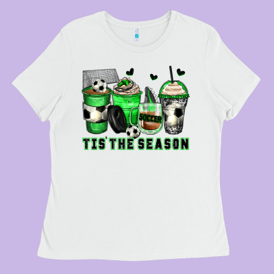 Tis' The Season Soccer Coffee Cups Ladies Tee Designed By Zillion Design Studio