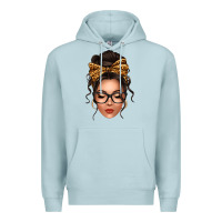 Blue Mist caucasian leopard messy bun Premium Hoodie - texasbilliewilder