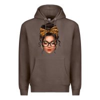 Coffee caucasian leopard messy bun Premium Hoodie - texasbilliewilder