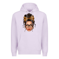 Lilac caucasian leopard messy bun Premium Hoodie - texasbilliewilder