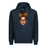 Navy caucasian leopard messy bun Premium Hoodie - texasbilliewilder