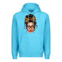 Ocean Blue caucasian leopard messy bun Premium Hoodie - texasbilliewilder