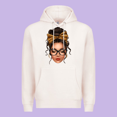 Caucasian Leopard Messy Bun Premium Hoodie Designed By Texasbilliewilder