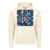 Vintage Artic 4th uf july strawberries seamless pattern Vintage Hoodie - BundleAndBundleShop