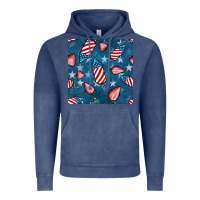 Vintage Denim 4th uf july strawberries seamless pattern Vintage Hoodie - BundleAndBundleShop