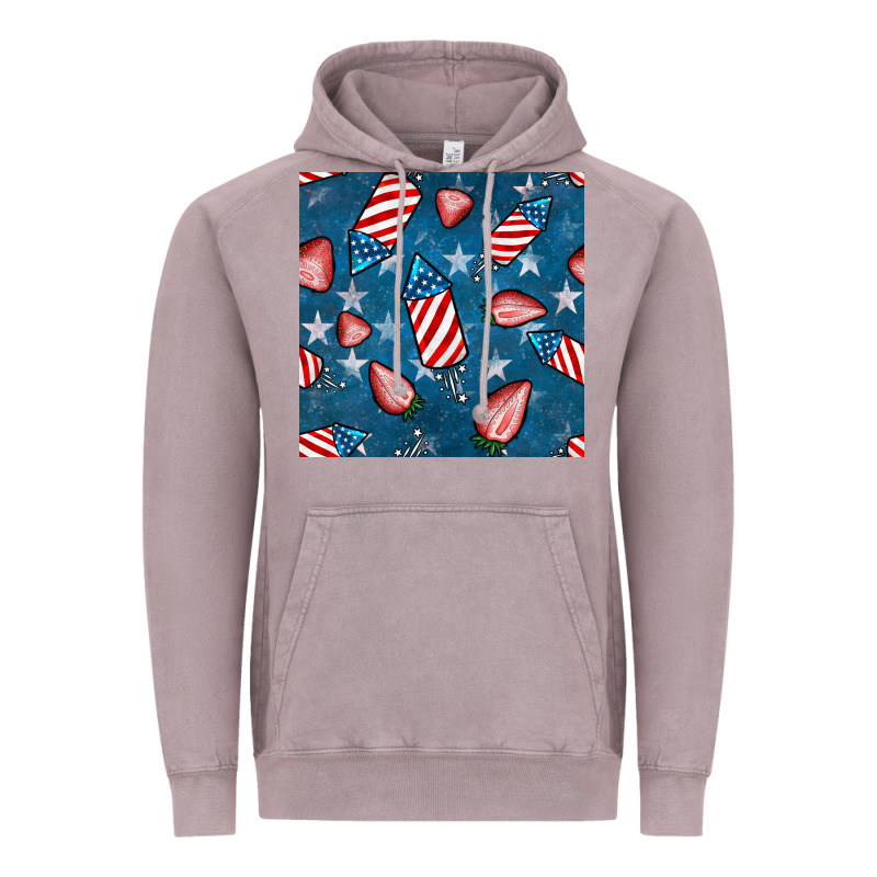 4th Uf July Strawberries Seamless Pattern Vintage Hoodie by BundleAndBundleShop | Teevron