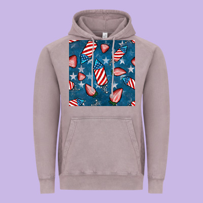 4th Uf July Strawberries Seamless Pattern Vintage Hoodie Designed By Bundleandbundleshop